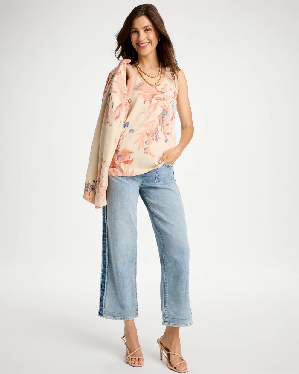 Ella Placed Print Sweater Tank click to view larger image.