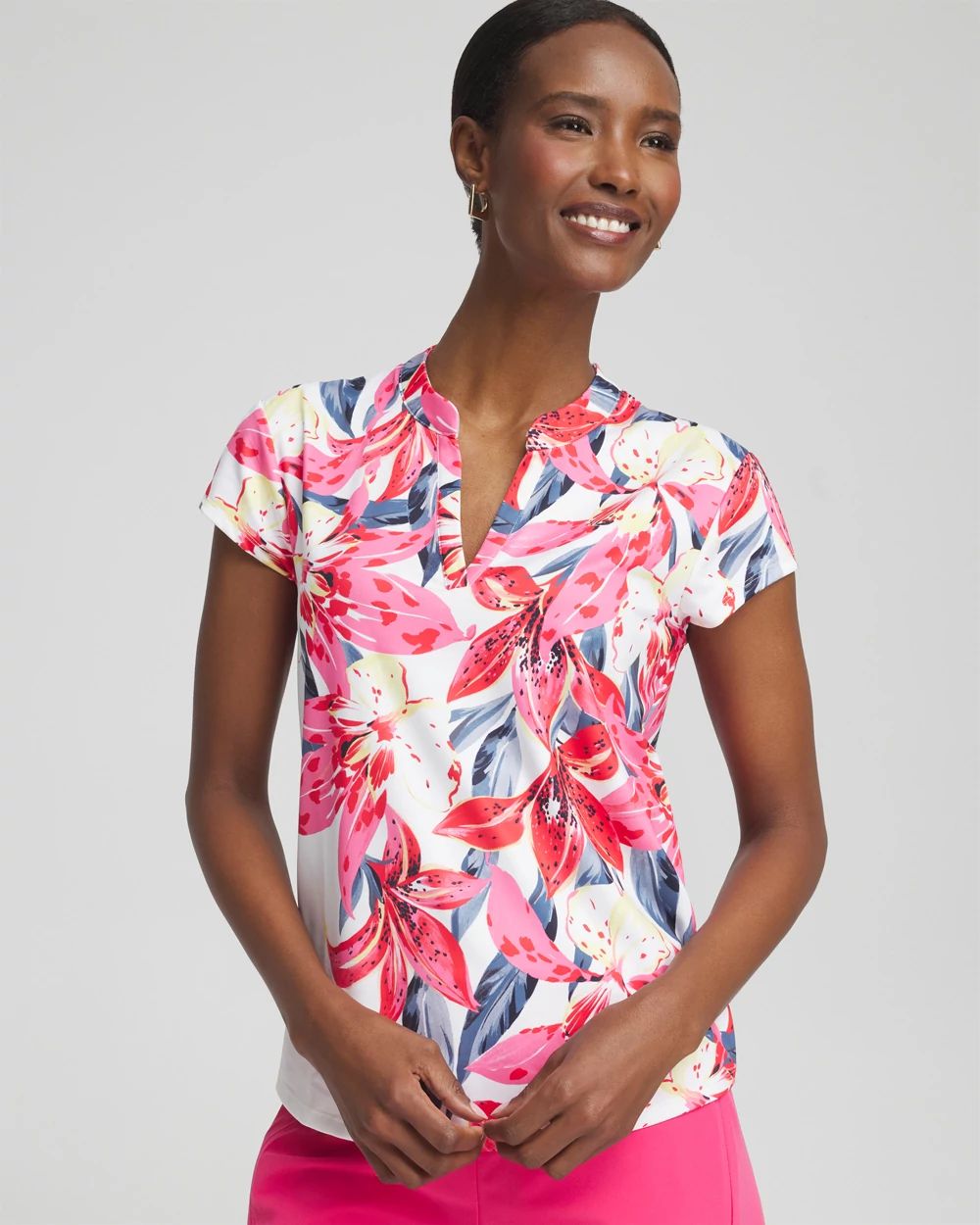 Zenergy® UPF Floral Cap Sleeve Polo