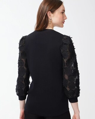 3D Floral Applique Sleeve Top