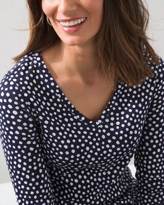 Pima Dot Print V-Neck Tee