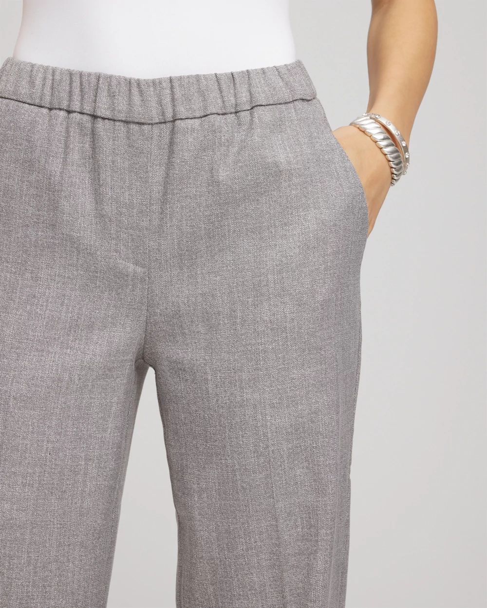 Shimmer Straight Tapered Ankle Pants