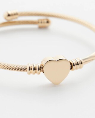 Gold Tone Heart Cuff Bracelet