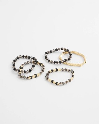 Set of Five Gold & Black Bracelets