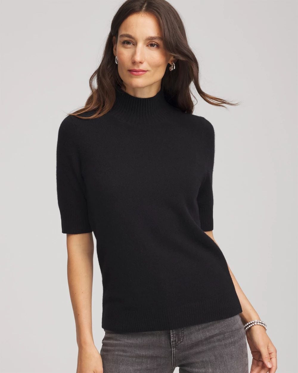 Cashmere Elbow-Sleeve Sweater