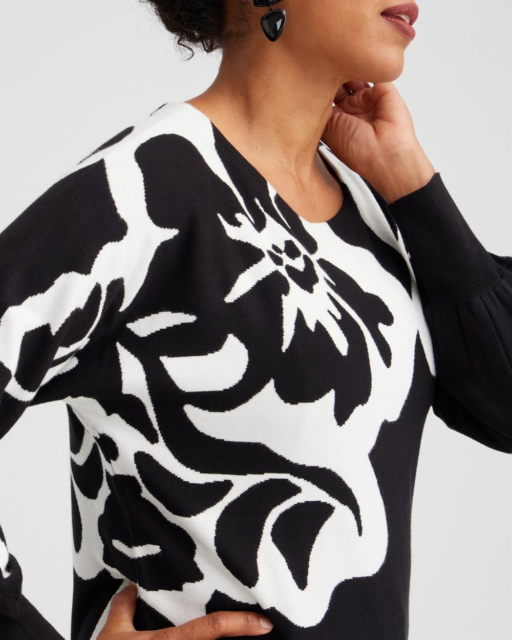 Contrast Print Pullover Sweater