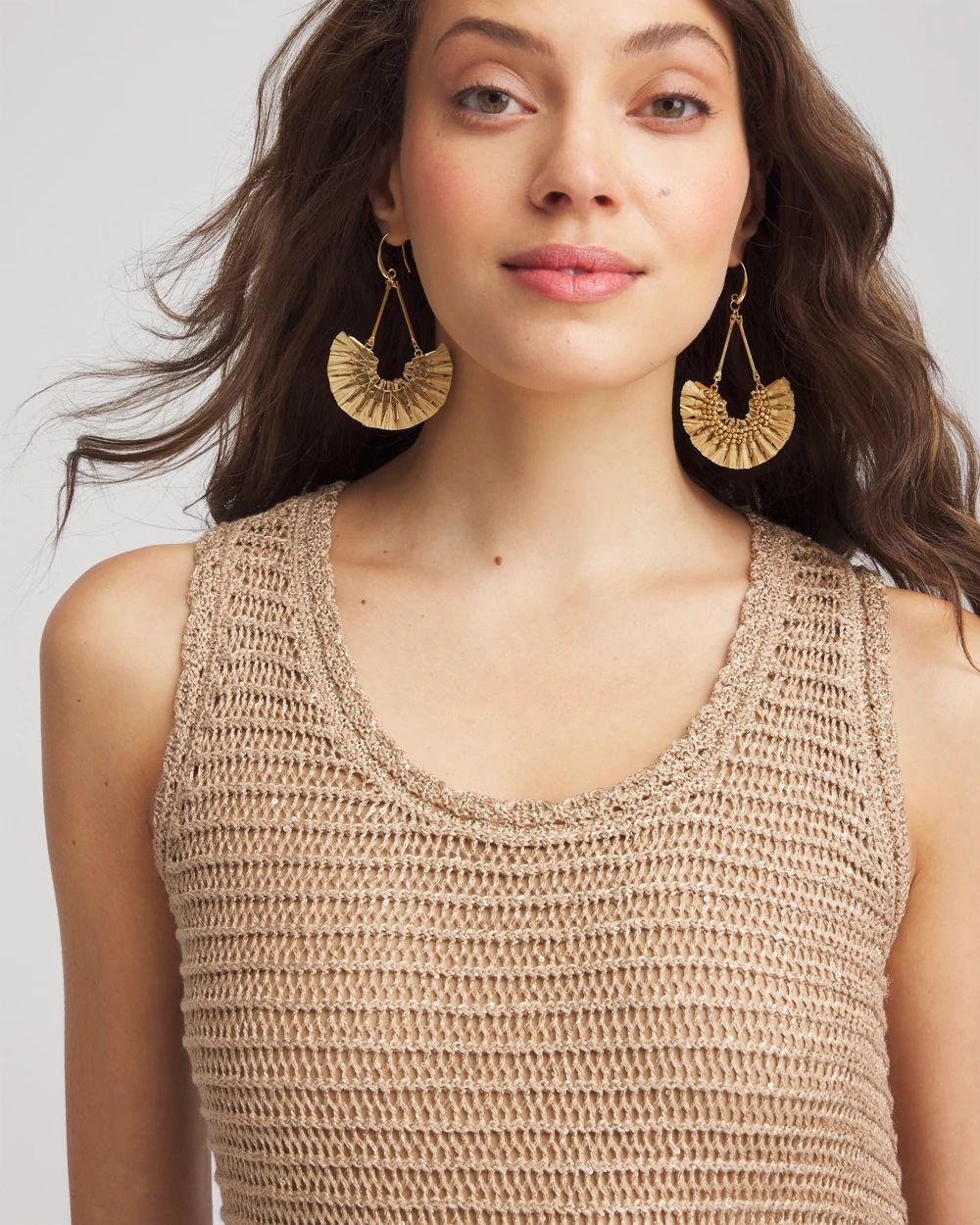 Crochet-Knit Sequins Tank Dress