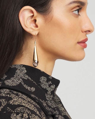 No Droop™ Gold Tone Stone Drop Earrings