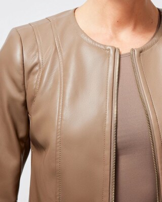 Faux Leather Knit Detail Jacket