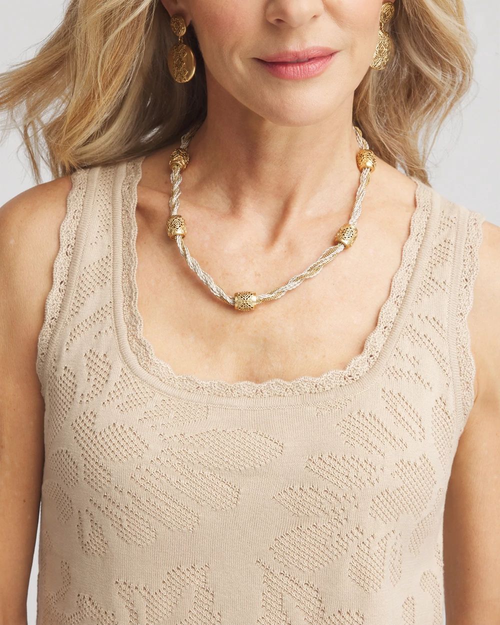 Pointelle Lace Scallop Sweater Tank
