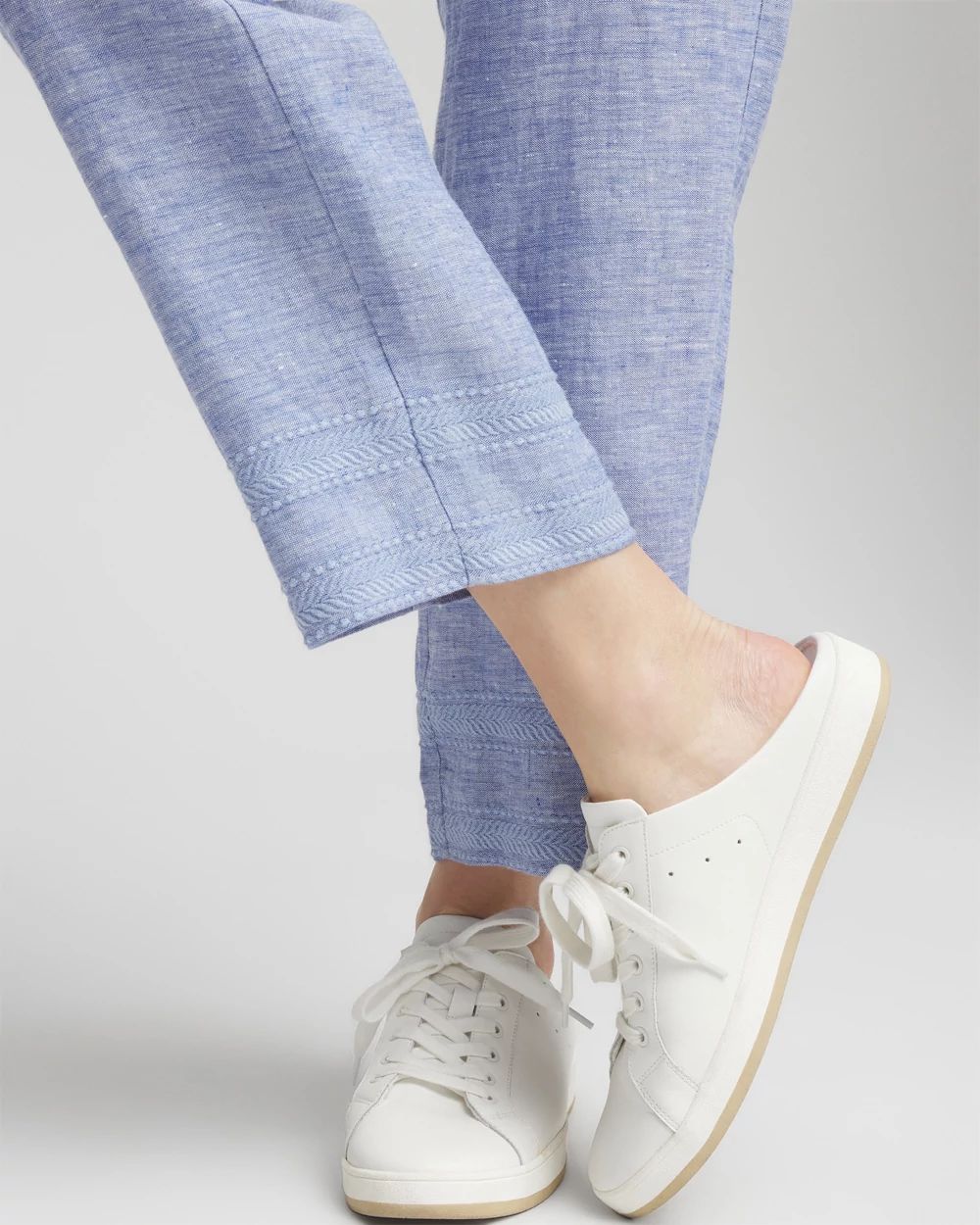 Linen Pull On Waist Cropped Pants