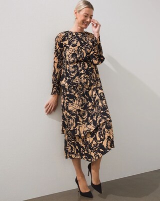 Black Label Floral Pleated Tier Dress