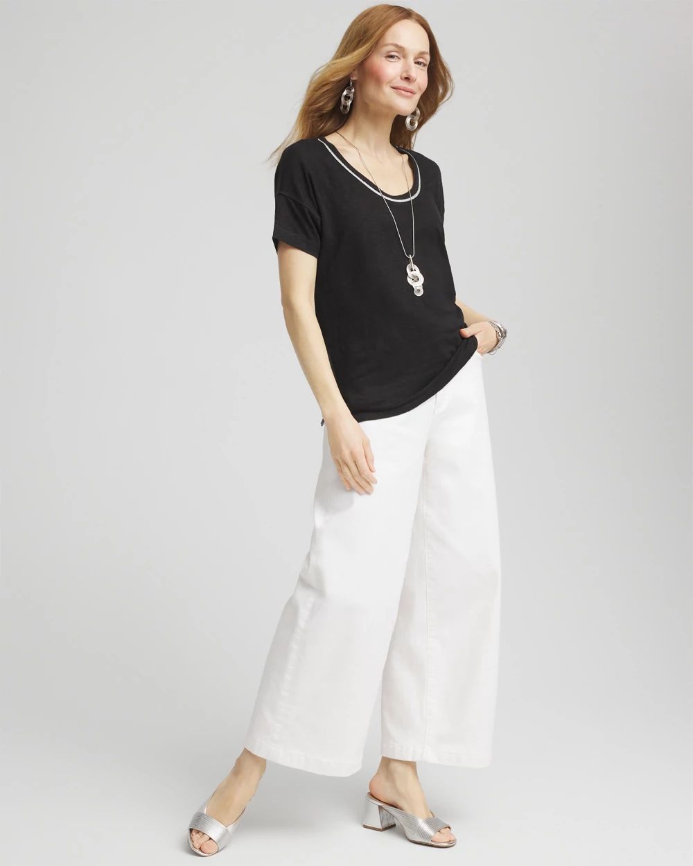 Sweater Trim Linen Tee click to view larger image.