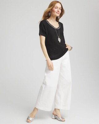 Sweater Trim Linen Tee click to view larger image.