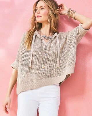 Sequin Open Knit Poncho click to view larger image.