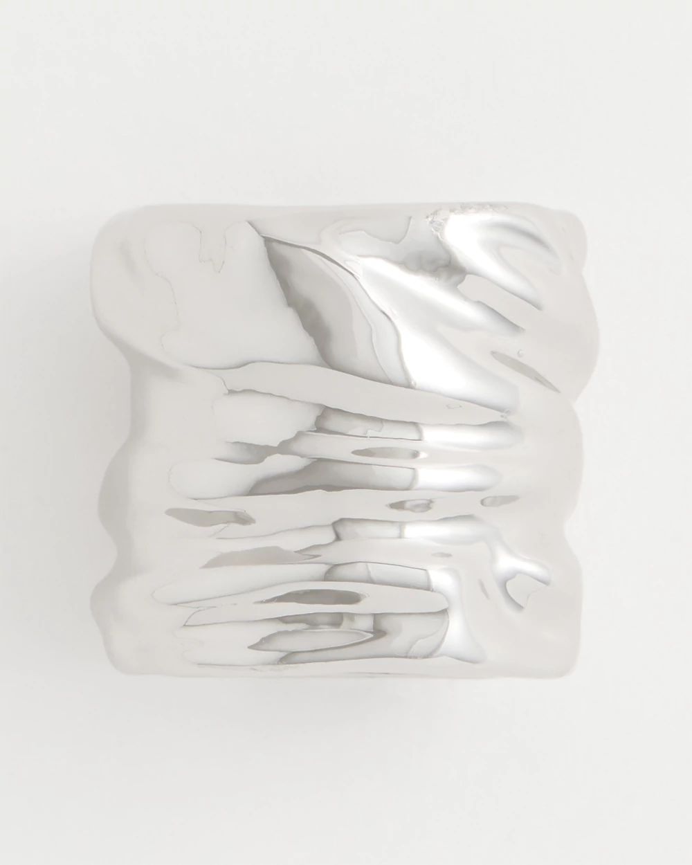 Silvertone Molten Scarf Ring