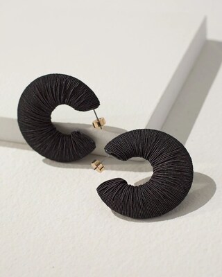 Black Threaded Hoop Earrings