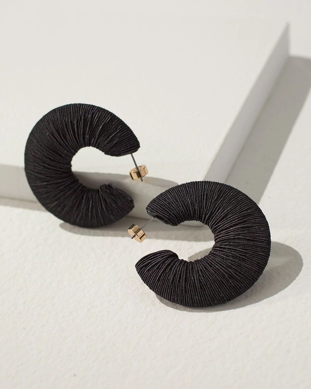 Black Threaded Hoop Earrings