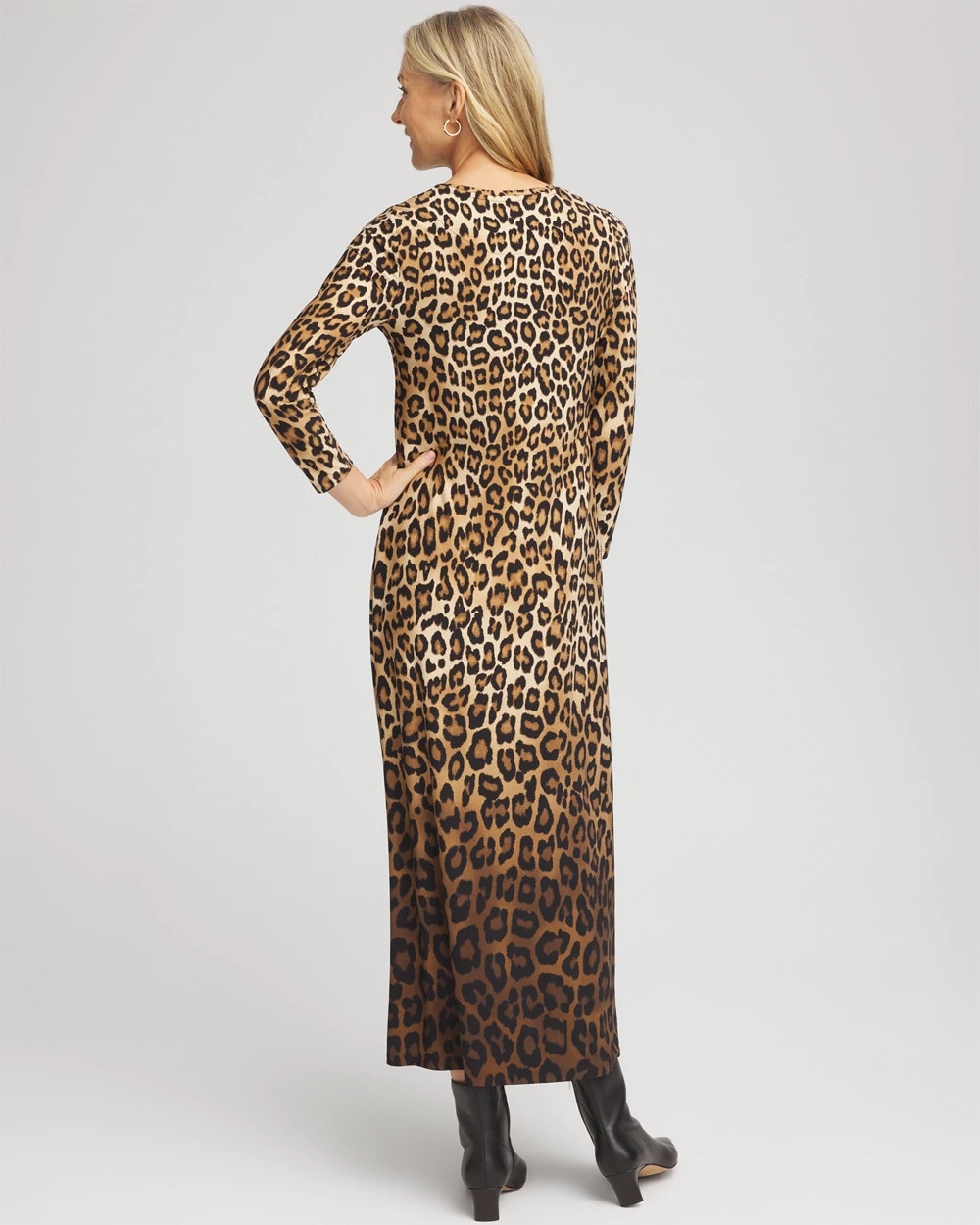 Leopard Print Long Sleeve Maxi Dress