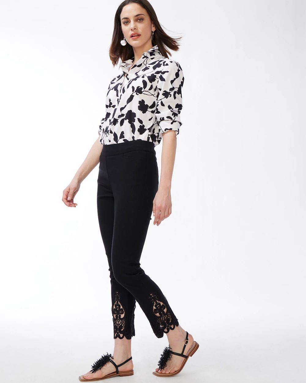 Brigitte Crochet Slim Ankle Pants