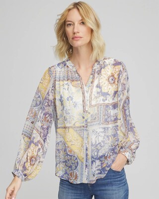 Artisinal Georgette Blouson-Sleeve Blouse click to view larger image.