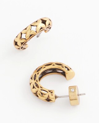 No Droop® Textured Gold Tone Hoop Earrings click to view larger image.