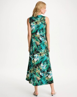 Palm Printed Knit Maxi Dress click to view larger image.