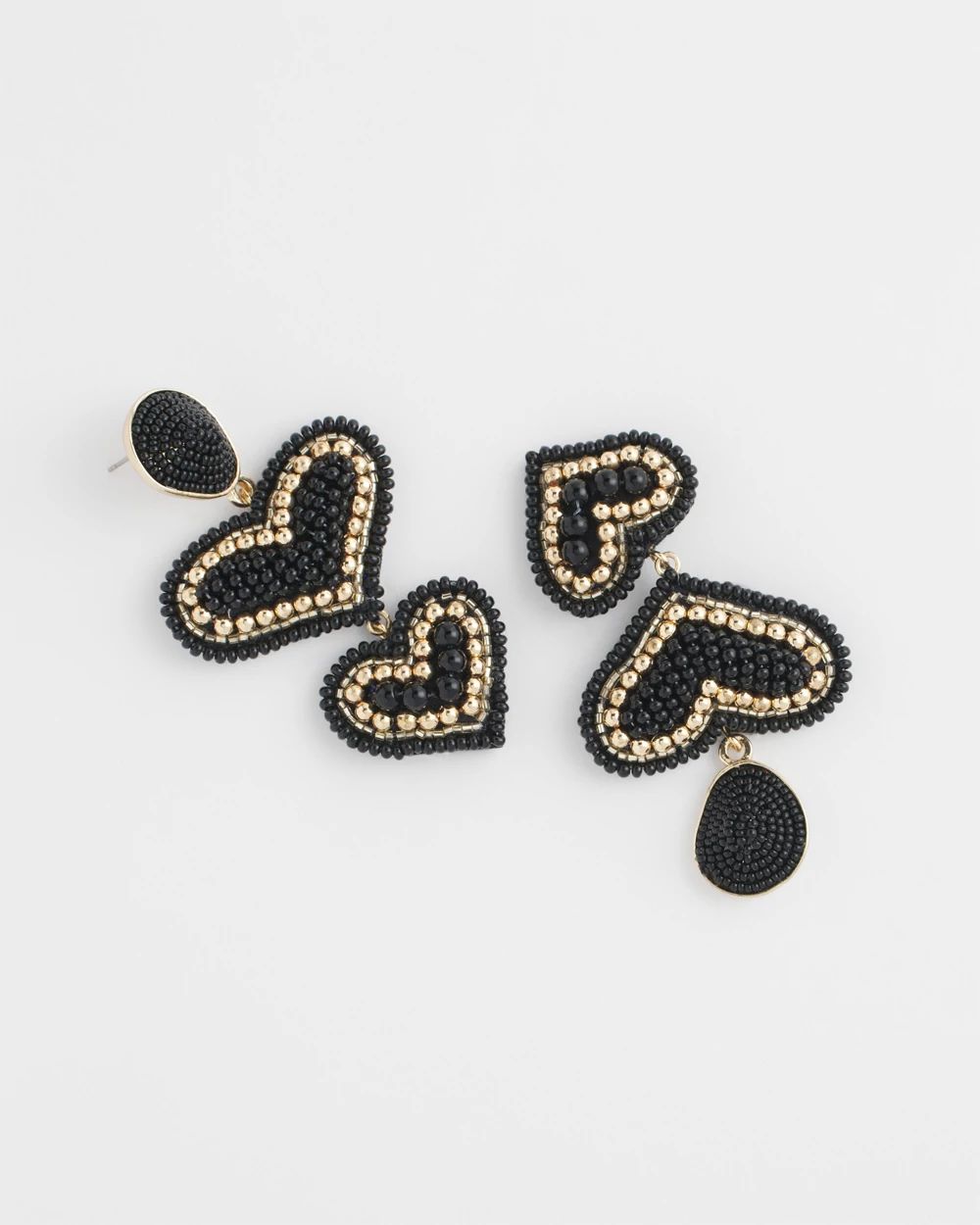 Black Seed-Bead Heart Earrings click to view larger image.