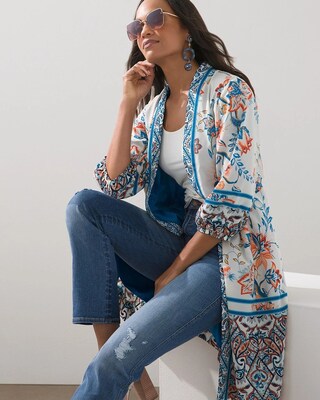 Barrel Sleeve Floral Print Duster