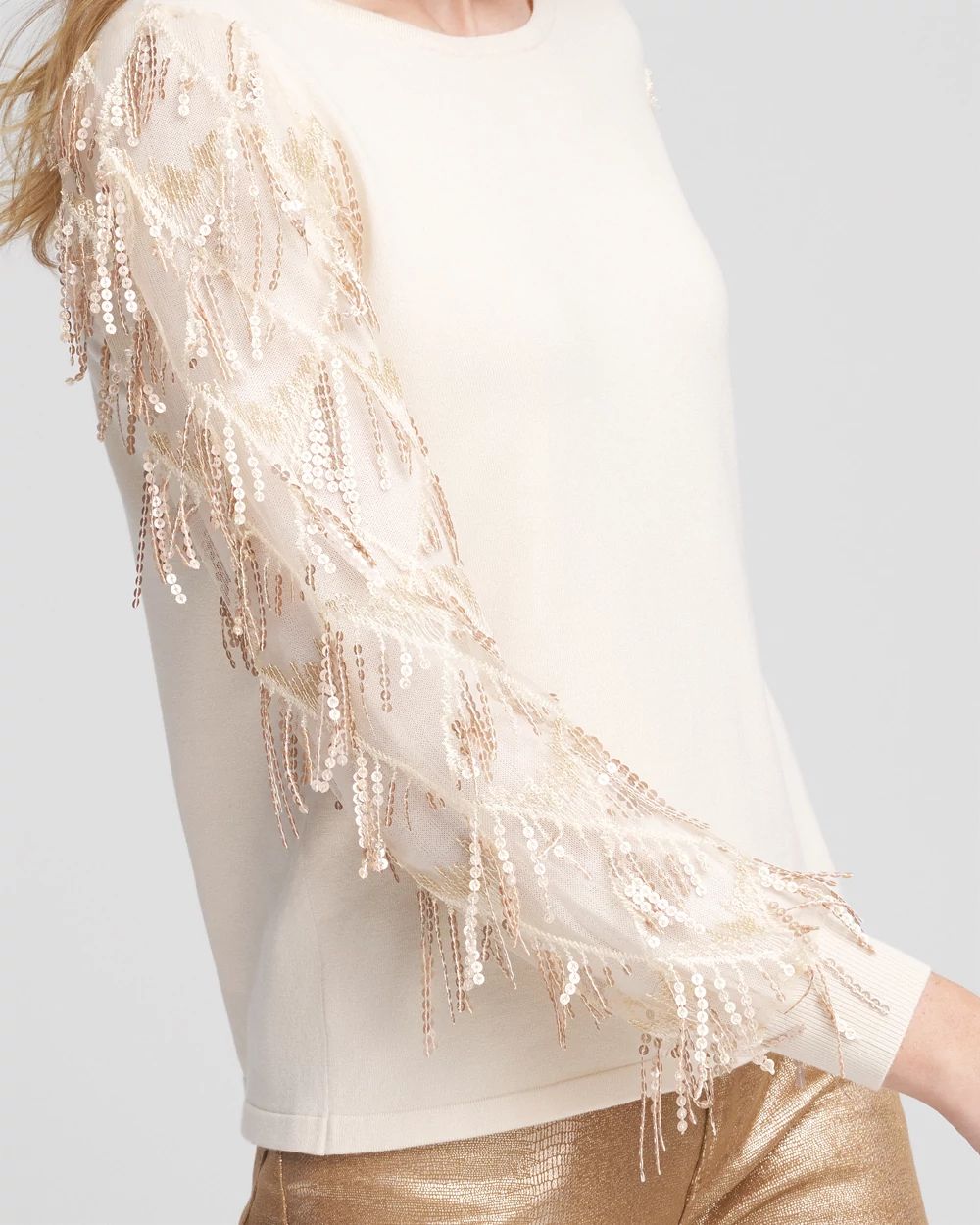 Sequin Ruffle Pullover Sweater