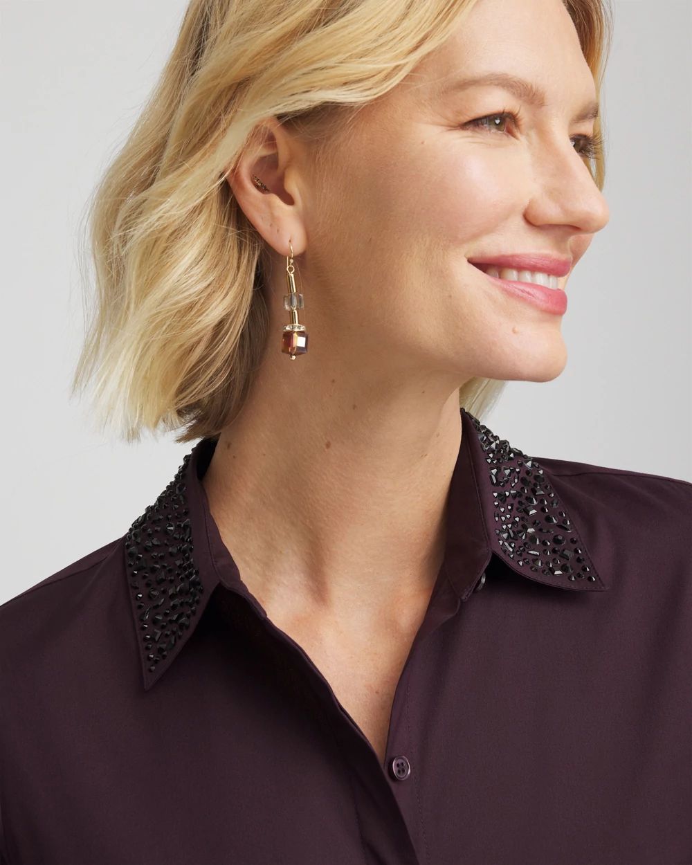 Sequin Collar Midi Shirtdress