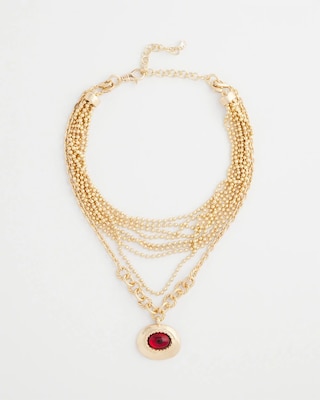 Art Deco Red Gem Pendant Necklace