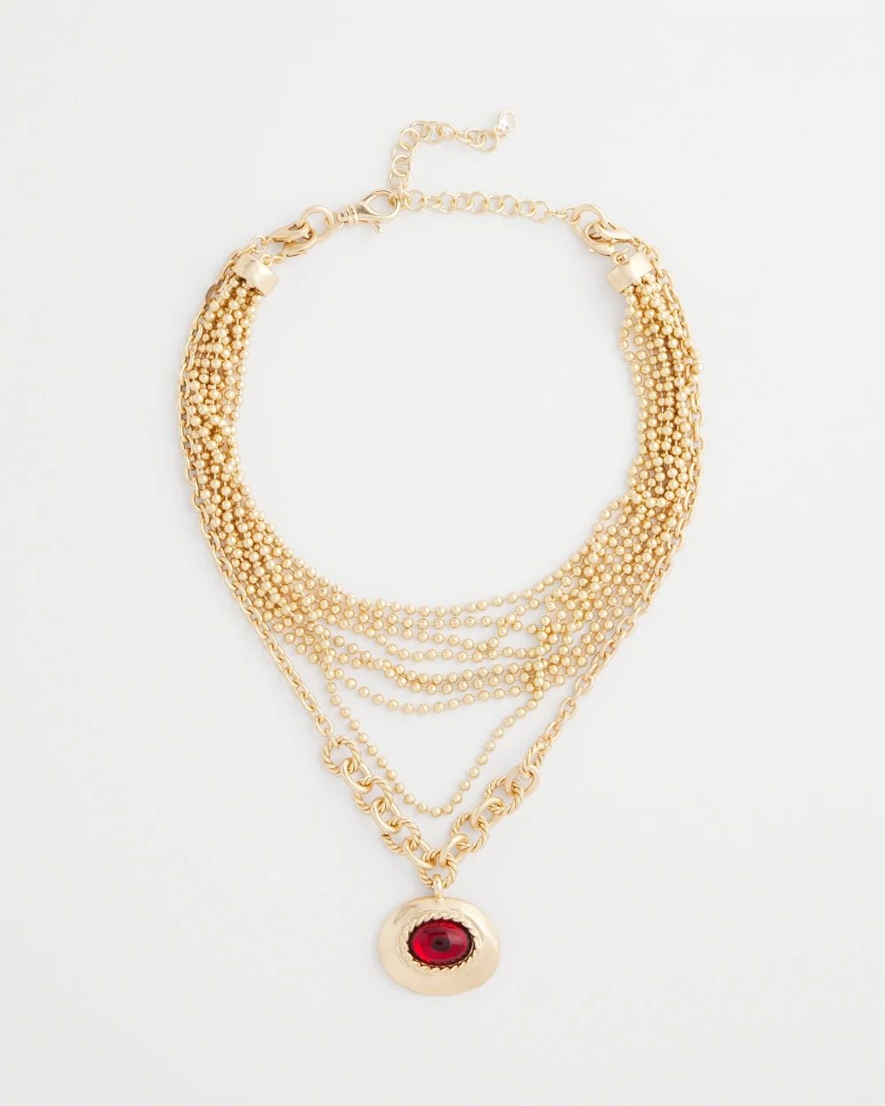 Art Deco Red Gem Pendant Necklace