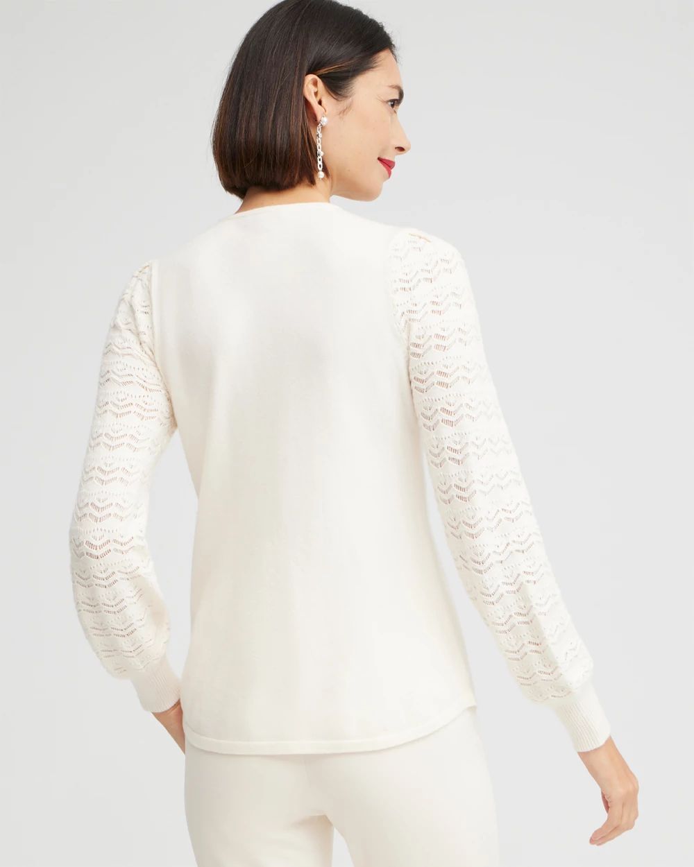 Crochet Sleeve Pullover Sweater click to view larger image.