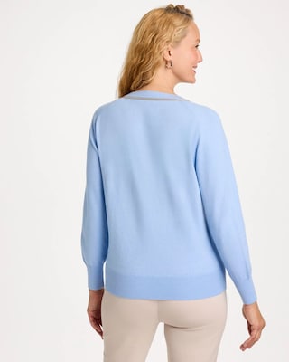 Caviar Embellished V-Neck Pullover click to view larger image.