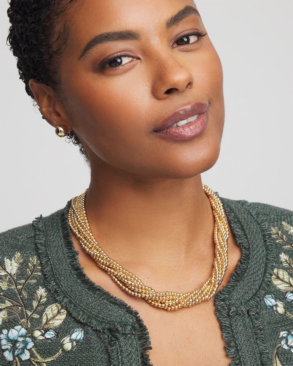Goldtone Multi-Strand Beaded Necklace