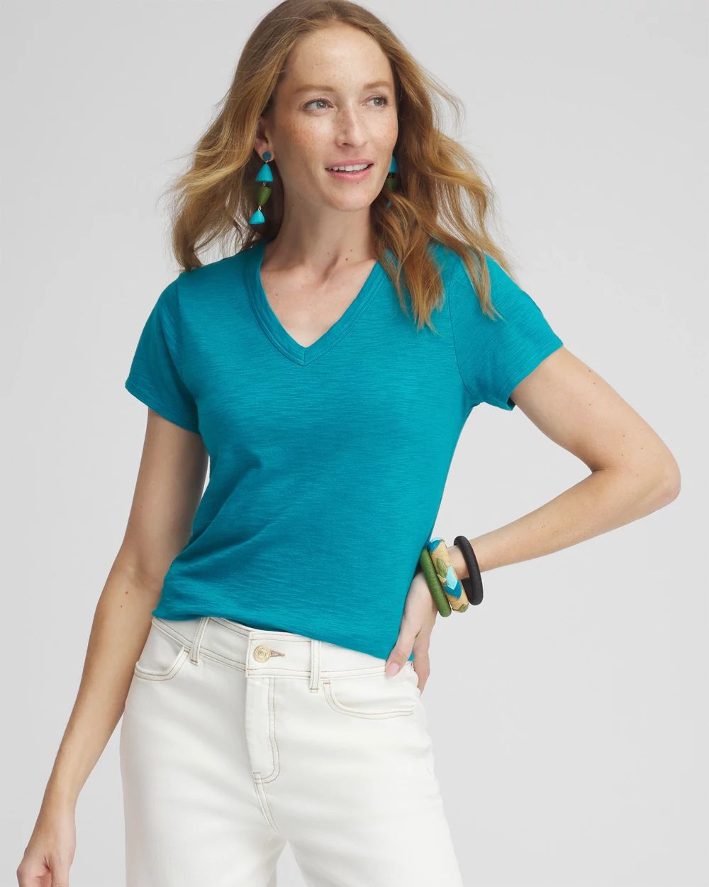 Cap Sleeve V-neck Tee