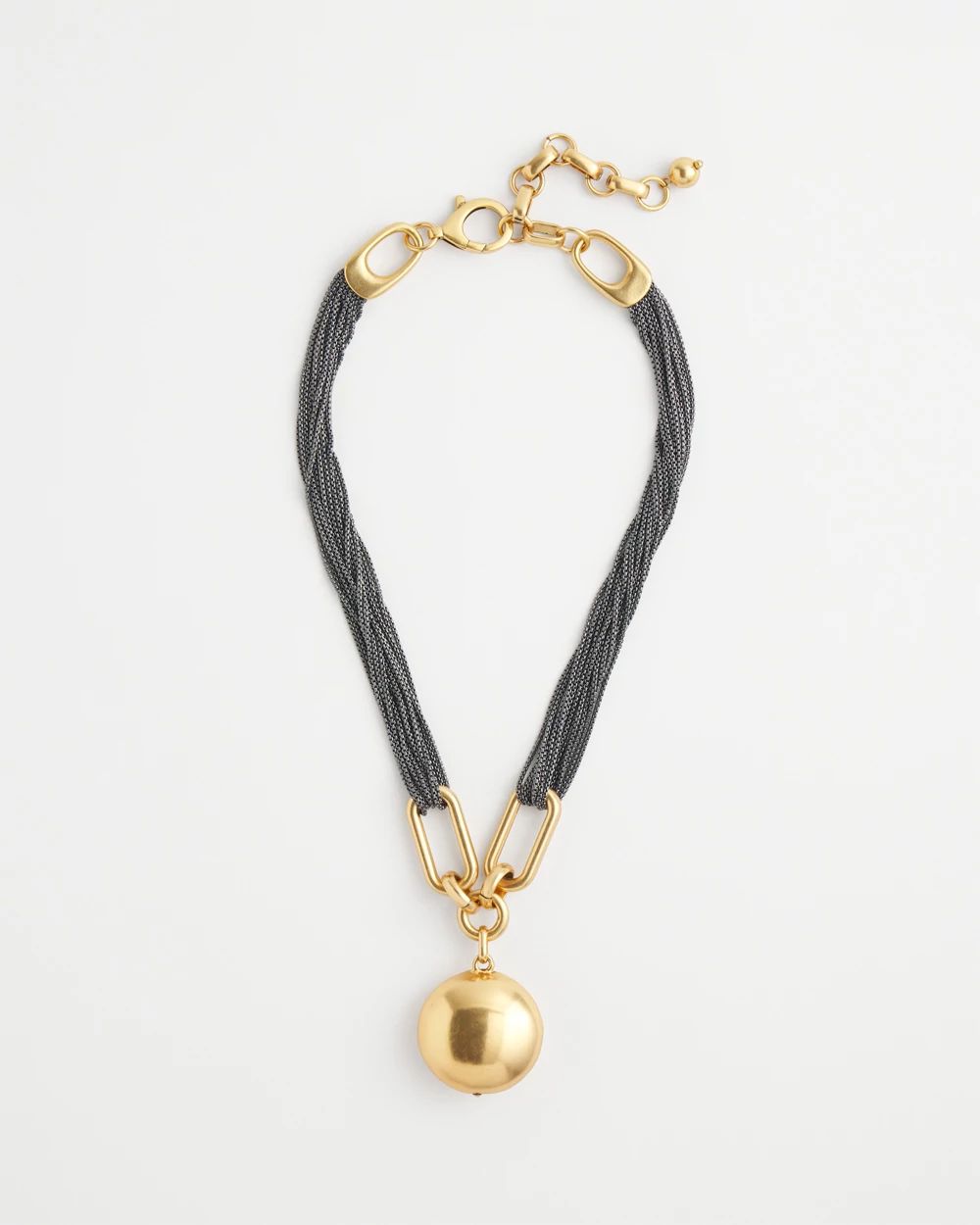 Mixed Metal Sphere Short Pendant Necklace
