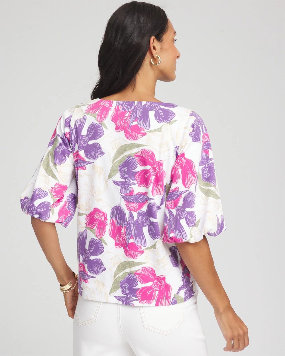 Floral Bubble Sleeve Top