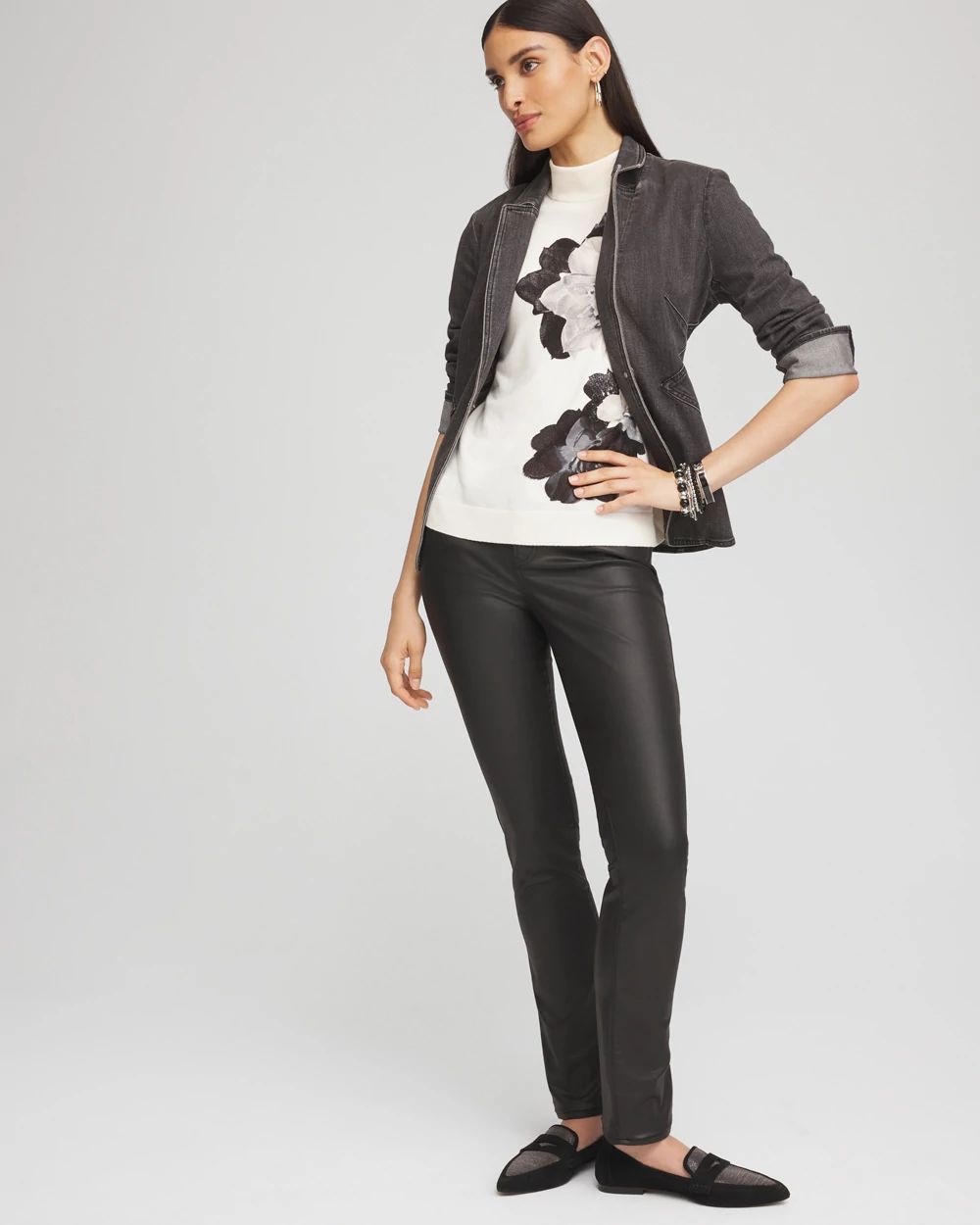 Girlfriend Coated Slim Leg  Jeans