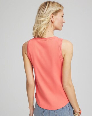 Ribbed Crochet-Trimmed Tank click to view larger image.