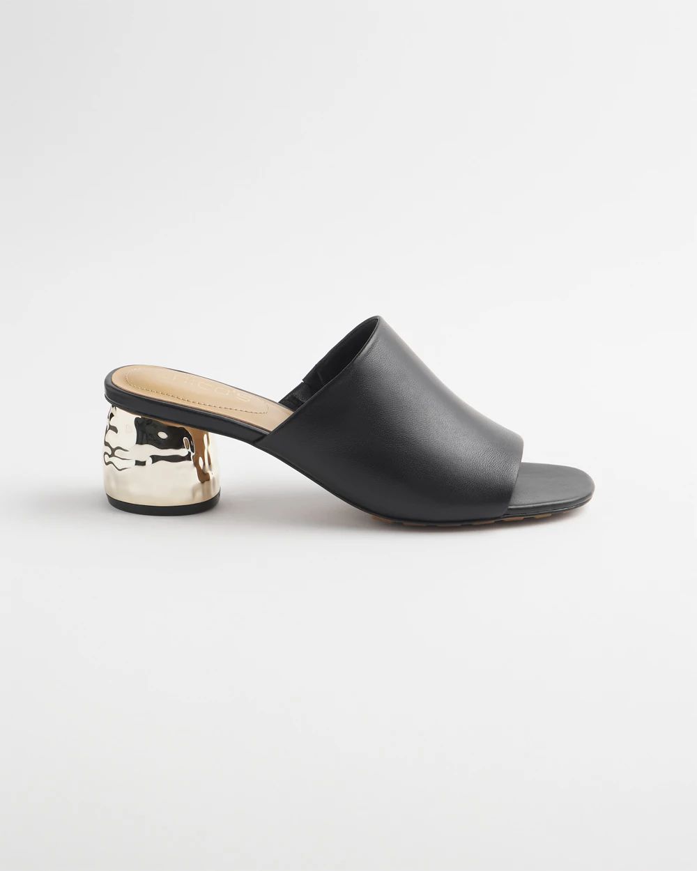 Black Leather Mules
