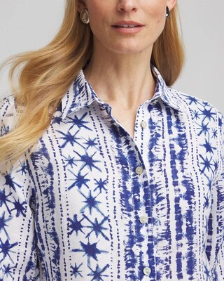 No Iron™ Star Print Linen Shirt click to view larger image.