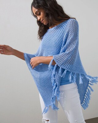 Blue Tape Yarn Poncho