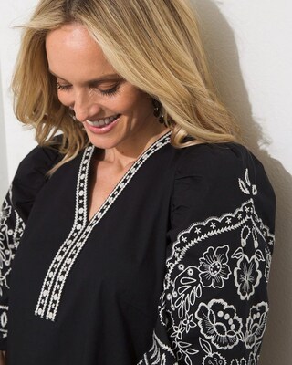 Embroidered Eyelet Sleeve Midi Dress