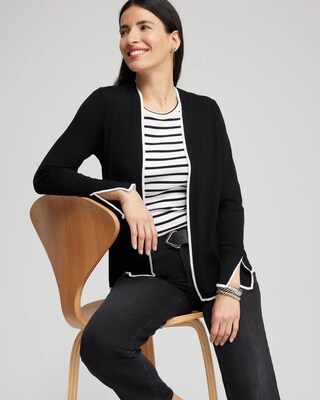 Spun Rayon Contrast Trim Cardigan