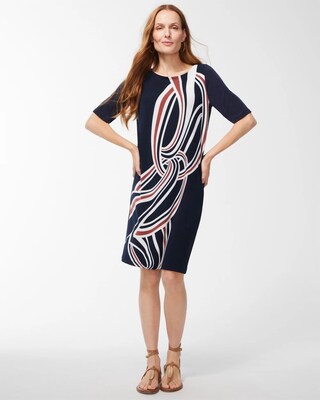 Petite Travelers Placed Print Shift Dress