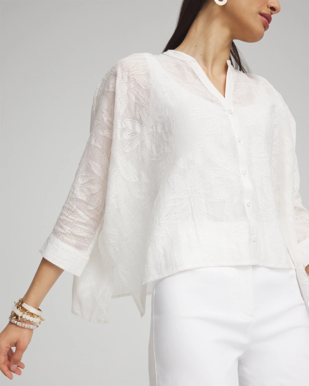 Black Label™ Button Up Cape Hem Top