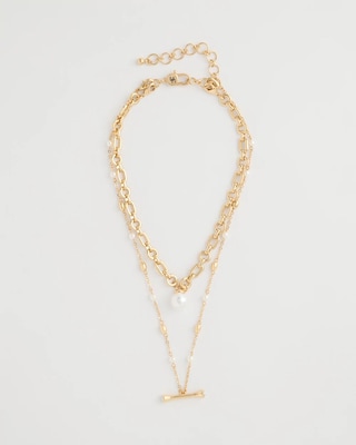 Toggle Bar Pearl Pendant Necklace