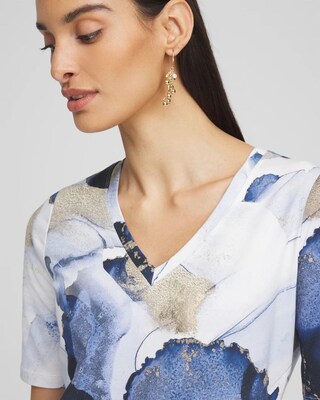 Foil Ocean V-Neck Elbow Sleeve Tee