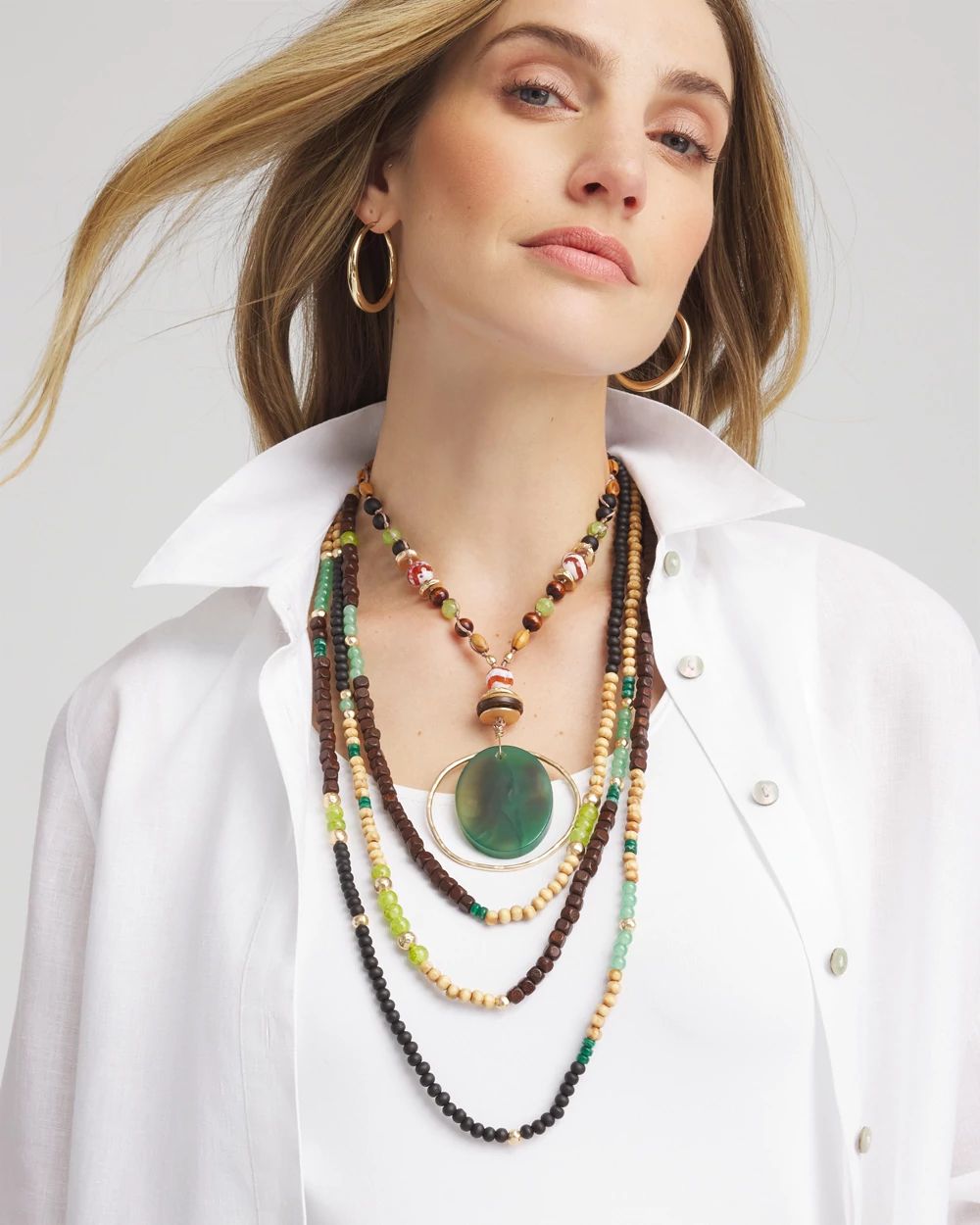 Sliced Agate Stone Pendant Necklace